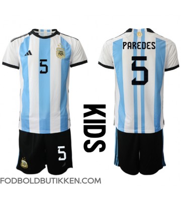 Argentina Leandro Paredes #5 Hjemmebanetrøje Børn VM 2022 Kortærmet (+ Korte bukser)